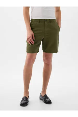 GAP Tmavě zelené pánské lněné kraťasy