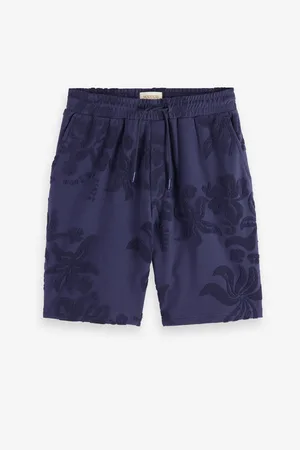Scotch&Soda Tmavě modré pánské teplákové kraťasy Jacquard Towelling Shorts