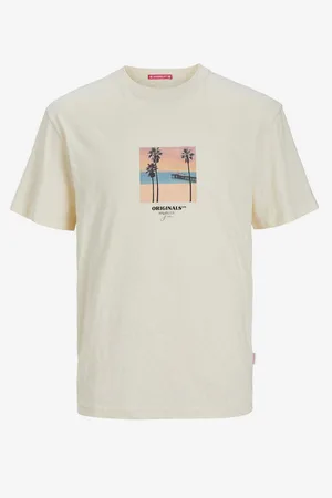 JACK & JONES Béžové pánské tričko Aruba