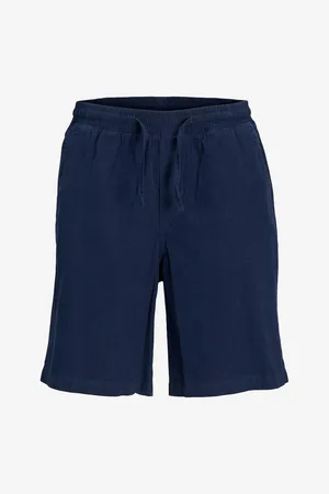 JACK & JONES Tmavě modré pánské kraťasy s příměsí lnu Karl