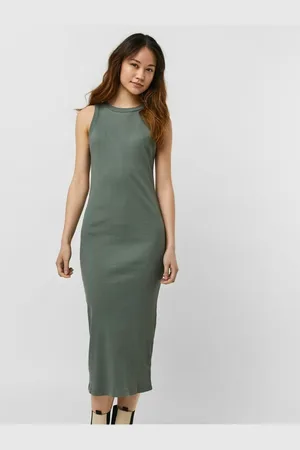 VERO MODA Zelené dámské pouzdrové basic šaty Lavender