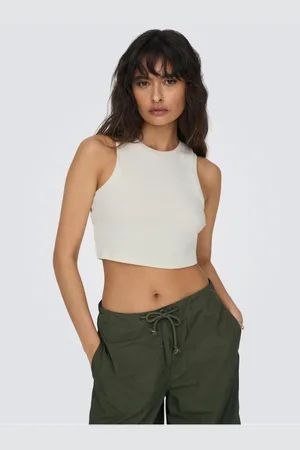 ONLY Bílé dámské crop top tílko Vilma
