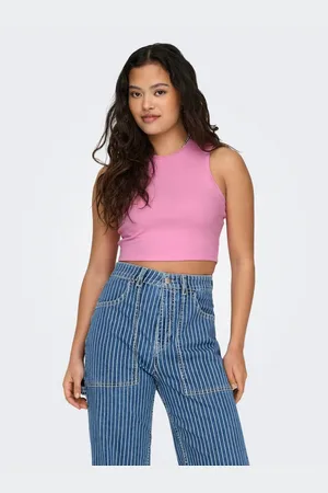 ONLY Růžové dámské crop top tílko Vilma