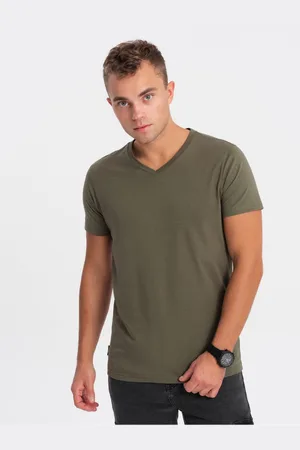 Ombre Clothing Pánské basic tričko s véčkovým výstřihem