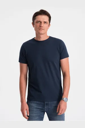 Ombre Clothing Tmavě modré pánské basic tričko
