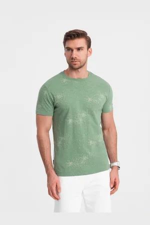 Ombre Clothing Světle zelené pánské vzorované tričko