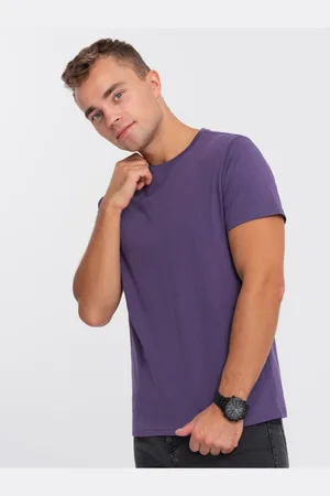 Ombre Clothing Fialové pánské basic tričko
