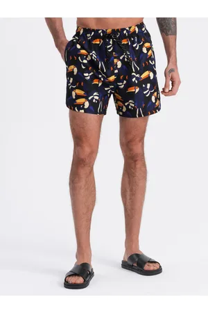 Ombre Clothing Oranžovo-modré pánské vzorované plavky Toucan