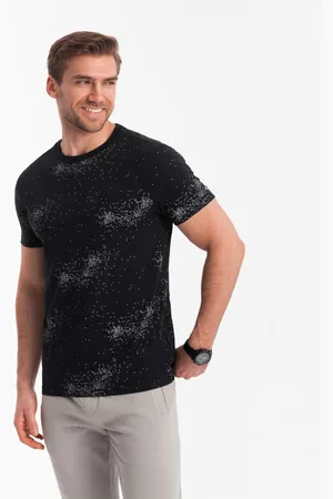 Ombre Clothing Černé pánské vzorované tričko