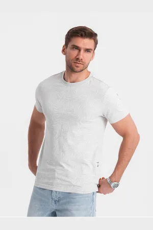 Ombre Clothing Světle šedé pánské vzorované tričko