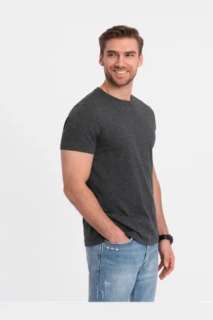Ombre Clothing Tmavě šedé pánské žíhané tričko