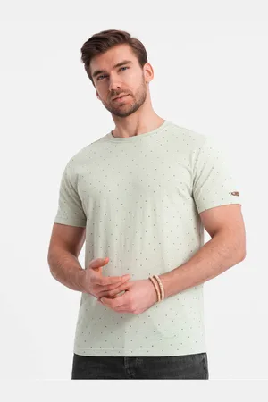 Ombre Clothing Světle zelené pánské vzorované tričko