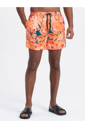 Ombre Clothing Oranžové pánské květované plavky