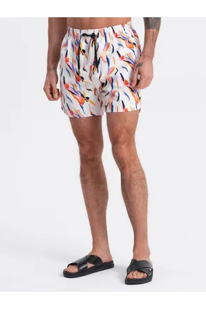 Ombre Clothing Oranžovo-bílé pánské vzorované plavky