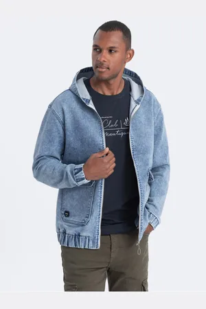 Ombre Clothing Pánská džínová bunda s kapucí