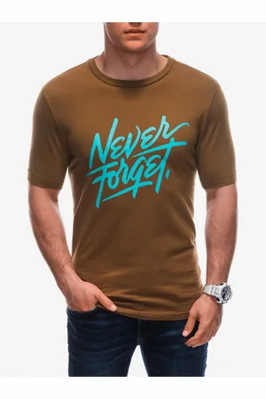Edoti Hnědé pánské tričko s nápisem