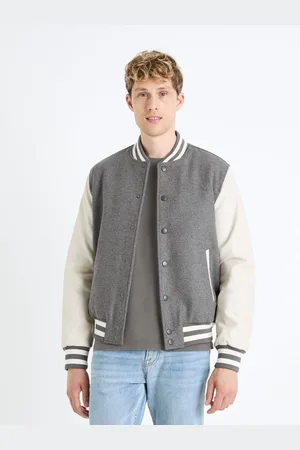 Celio Krémovo-šedý pánský bomber s příměsí vlny Fuvarsi