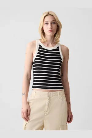 GAP Černý dámský pruhovaný crop top