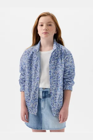 GAP Modro-bílá holčičí květovaná větrová bunda