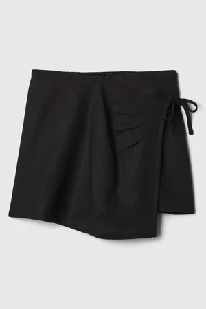 GAP Černá holčičí lněná kraťasová sukně
