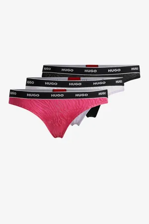 HUGO BOSS Sada tří dámských tang v černé, růžové a fialové barvě