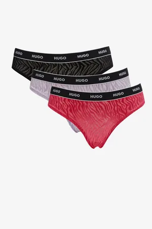 HUGO BOSS Sada tří dámských kalhotek v černé, růžové a fialové barvě