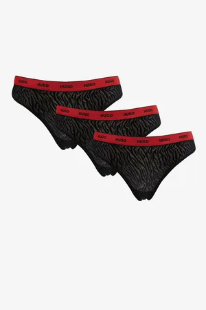 HUGO BOSS Sada tří dámských tang v černé barvě