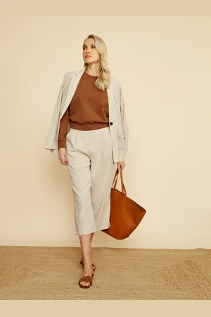 ZOOT.lab Béžové pruhované culottes Anika