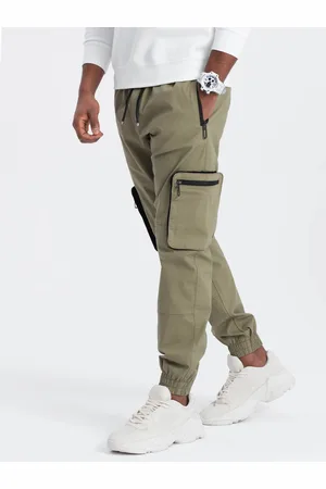 Ombre Clothing Zelené pánské cargo jogger kalhoty