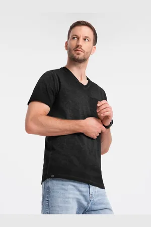 Ombre Clothing Černé pánské žíhané tričko