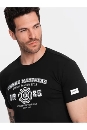 Ombre Clothing Černé pánské tričko s potiskem