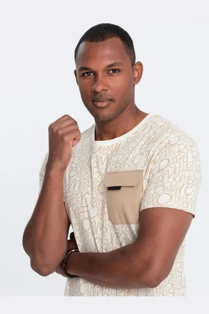 Ombre Clothing Světle hnědé pánské tričko s kapsičkou