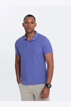 Ombre Clothing Fialové pánské basic polo tričko