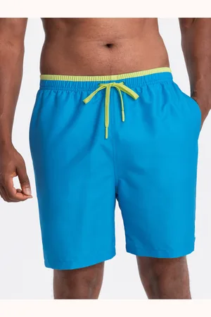 Ombre Clothing Modré pánské žebrované plavky