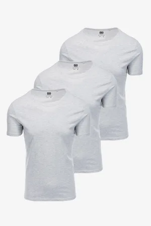 Ombre Clothing Sada tří triček v šedé barvě