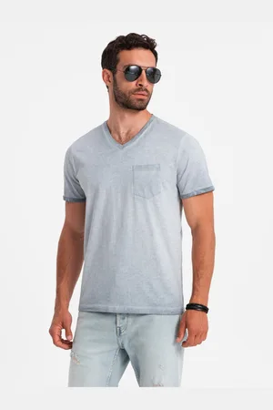 Ombre Clothing Šedé pánské žíhané tričko