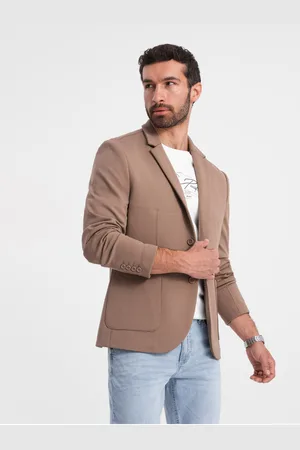 Ombre Clothing Béžové pánské sako s kapsami