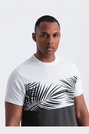 Ombre Clothing Bílo-šedé pánské tričko s potiskem