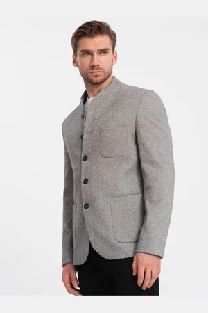 Ombre Clothing Šedé pánské sako bez klop
