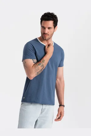 Ombre Clothing Tmavě modré pánské tričko
