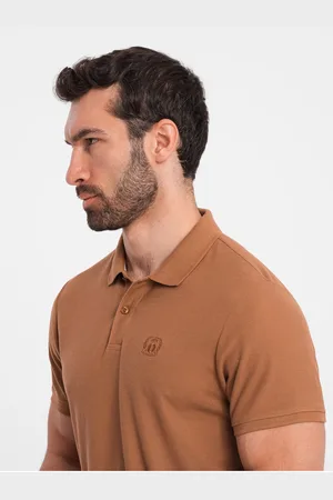 Ombre Clothing Hnědé pánské basic polo tričko