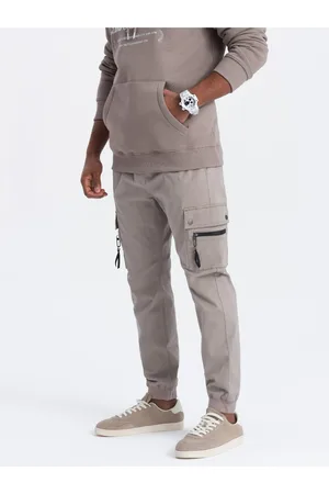 Ombre Clothing Béžové pánské cargo jogger kalhoty