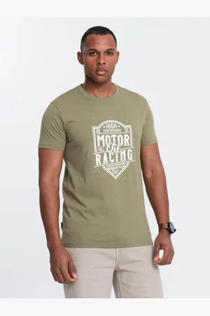 Ombre Clothing Zelené pánské tričko s potiskem
