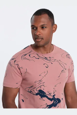 Ombre Clothing Růžové pánské vzorované tričko