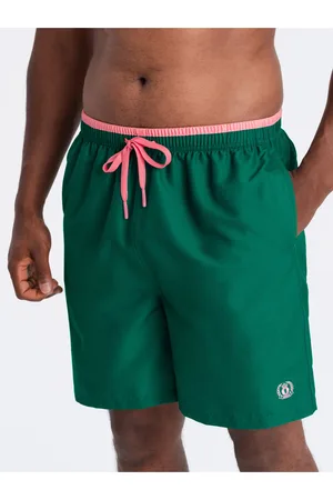 Ombre Clothing Zelené pánské žebrované plavky