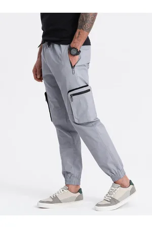 Ombre Clothing Světle šedé pánské cargo jogger kalhoty