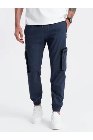 Ombre Clothing Tmavě modré pánské cargo jogger kalhoty