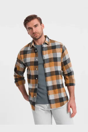 Ombre Clothing Černo- pánská kostkovaná flanelová košile