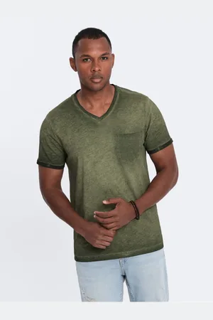 Ombre Clothing Zelené pánské žíhané tričko