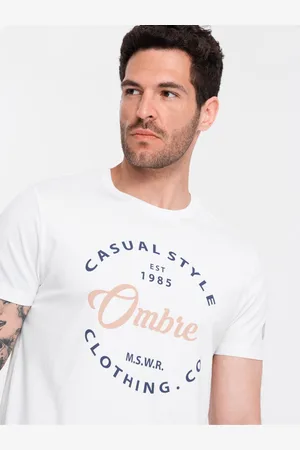 Ombre Clothing Bílé pánské tričko s potiskem